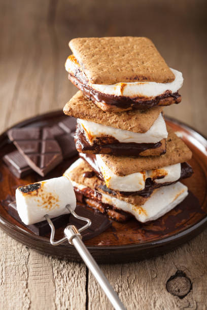 istock homemade marshmallow s'mores with chocolate on crackers 915633382