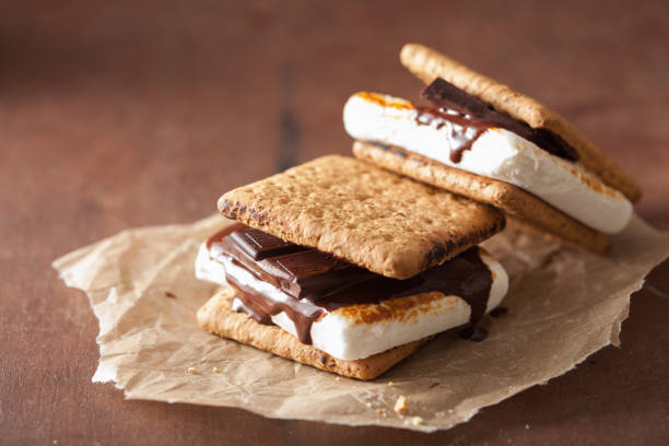 istock homemade marshmallow s'mores with chocolate on crackers 915633480