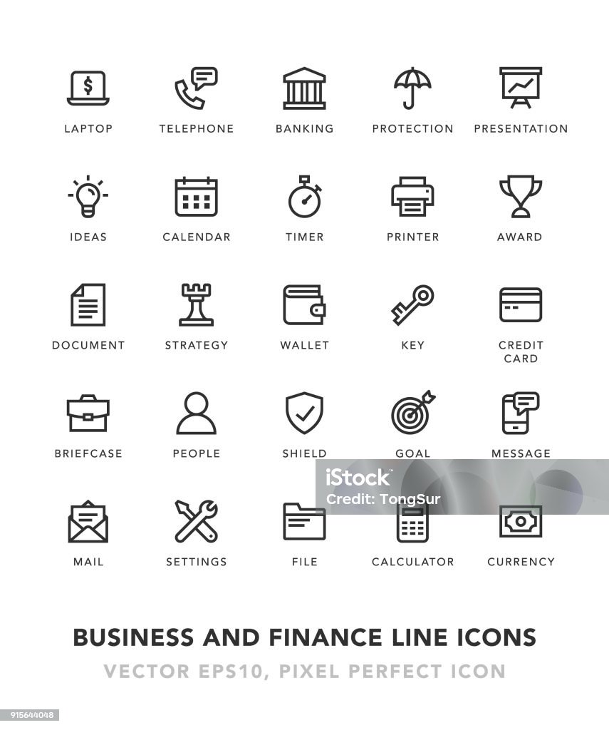 Business and Finance Line Icons Business and Finance Line Icons Vector EPS 10 File, Pixel Perfect Icons. Icon Symbol stock vector