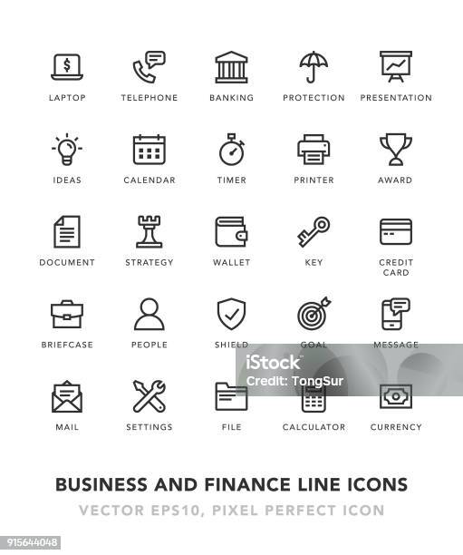 Business And Finance Line Icons Stock Illustration - Download Image Now - Icon Symbol, Insurance, Vector