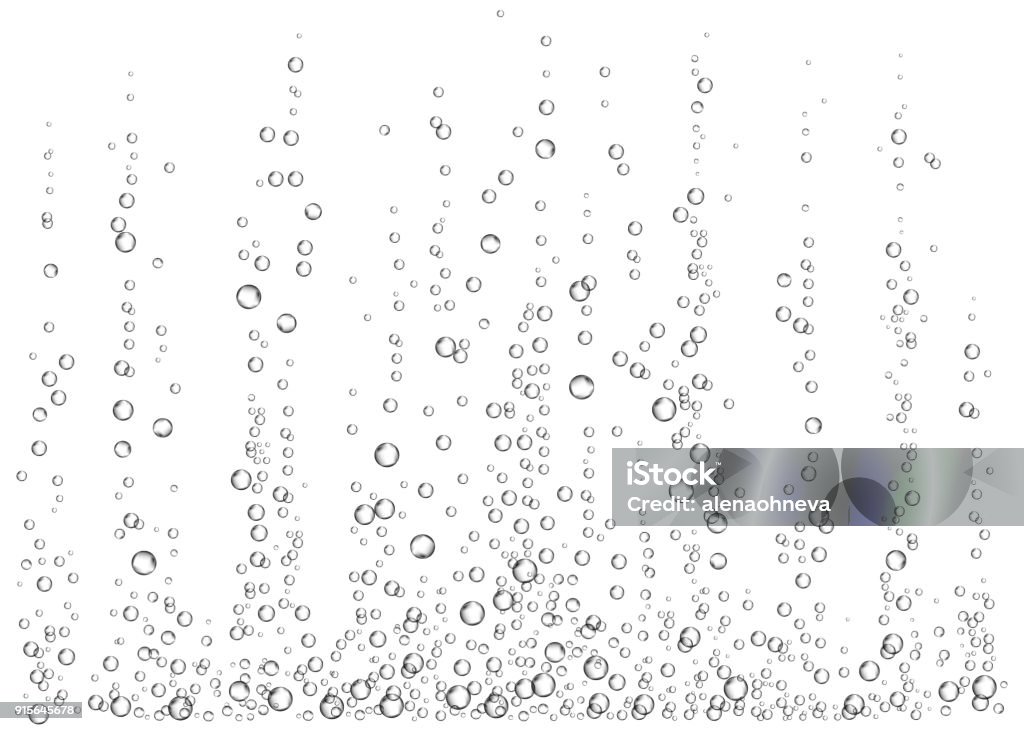 Soda pop  bubbles texture on white  background. Underwater fizzing air bubbles on white  background. Champagne. Realistic 3d fizzy drink. Soda pop. Undersea vector texture. Bubble stock vector