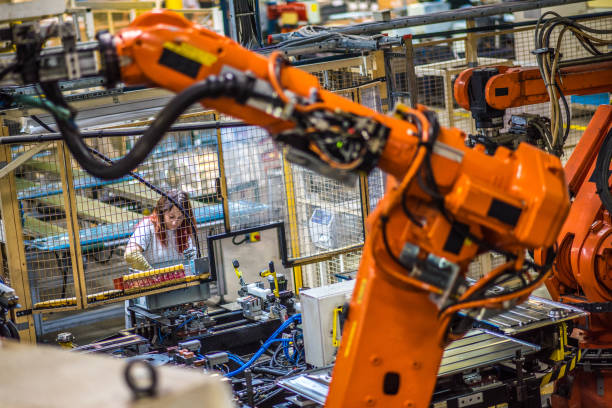 istock Female factory worker working at her workstation 915648420