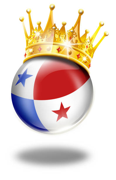 ilustraciones, imágenes clip art, dibujos animados e iconos de stock de botón de panamá con bandera y ganador corona aislado en blanco - bola 3d de bandera de panamá