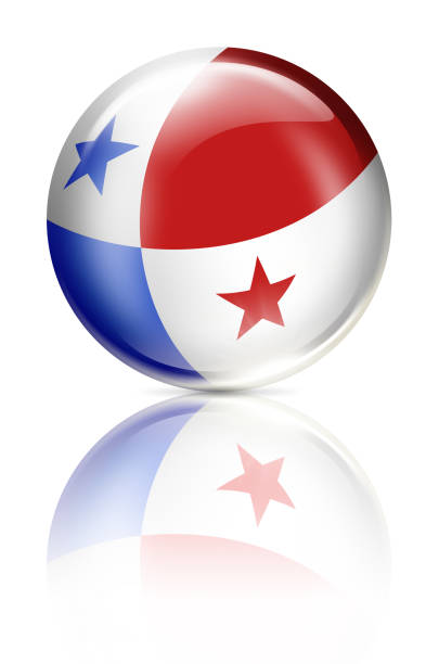 ilustraciones, imágenes clip art, dibujos animados e iconos de stock de botón de panamá con bandera aislado en blanco - bola 3d de bandera de panamá