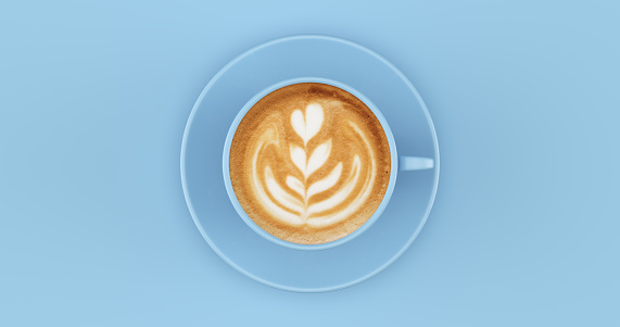 Light Blue Coffee Cup Cappuccino 3d illustration