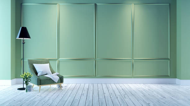 istock Minimalist  interior design,green living room , 3d render 915652838