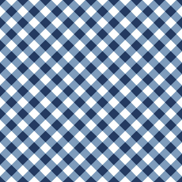 블루 식탁보 패턴 - blue gingham stock illustrations