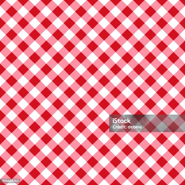 Red Tablecloth Pattern Stock Illustration - Download Image Now - Picnic, Gingham, Vector