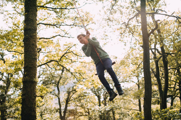 istock Teenage boy on a Rope Swing 915675206
