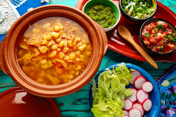 istock Pozole with mote big corn stew from Mexico 915675212