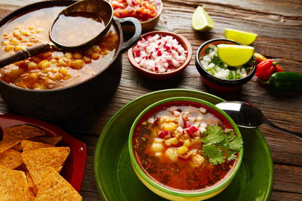 istock Pozole with mote big corn stew from Mexico 915675668