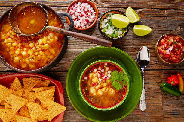 istock Pozole with mote big corn stew from Mexico 915675800