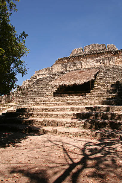 piramide maya - chacchoben foto e immagini stock