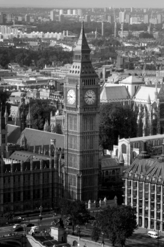 A BW view of Big Ben in London