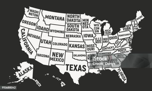 Vetores de Estados Unidos Da América Mapa Com Nomes De Estado Fundo De Eua Ilustração Vetorial e mais imagens de EUA