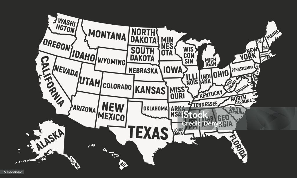 United States of America map with state names. USA background. Vector illustration Vector Illustration USA stock vector