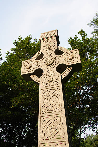 istock celtic cross with shamrocks 91569044