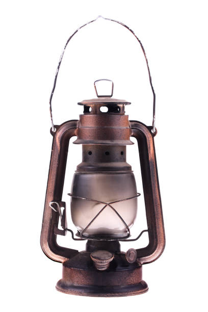 istock Gas lantern isolate on a white background. An antique vintage lamp. Hipster accessory. Camping light. Interior decoration. 915690580