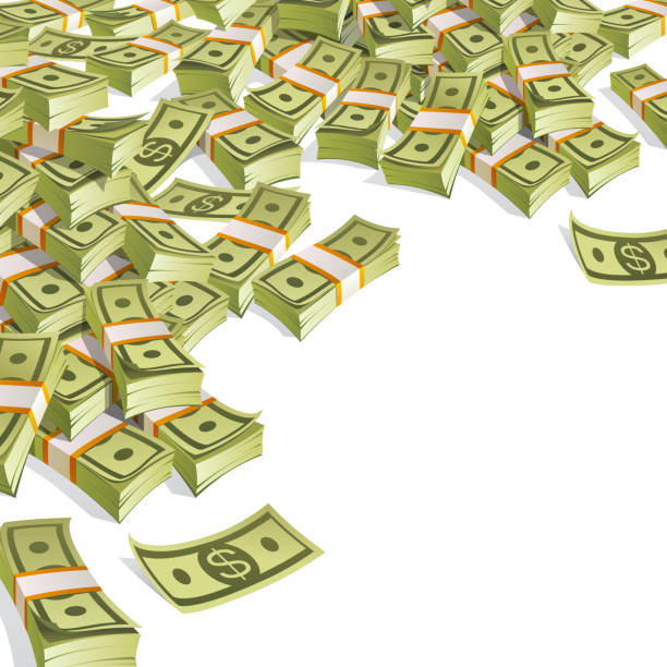 istock Banner with money. Packing in bundles of bank notes on white background. 915696208