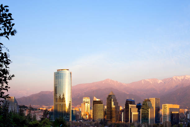 Skyline of Modern buildings in Santiago de Chile Skyline of Modern buildings in Santiago de Chile with Tha Andes mountain range in the back. sanhattan stock pictures, royalty-free photos & images