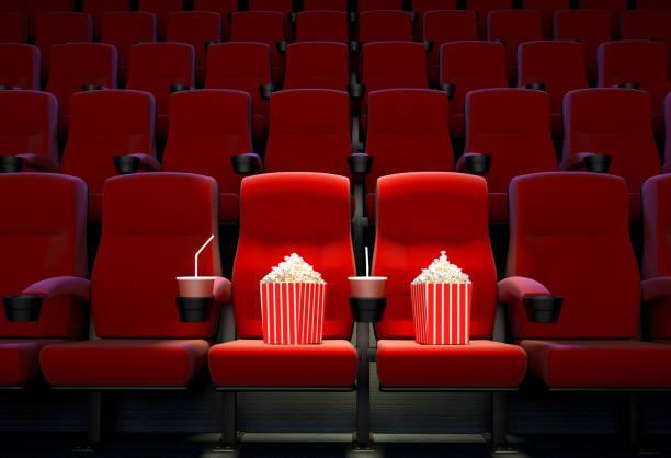 concept of reserved seats - empty theater imagens e fotografias de stock