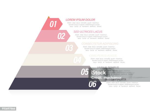 Pyramid Infographic Template With Six Elements Stock Illustration - Download Image Now - Funnel, Infographic, Pyramid