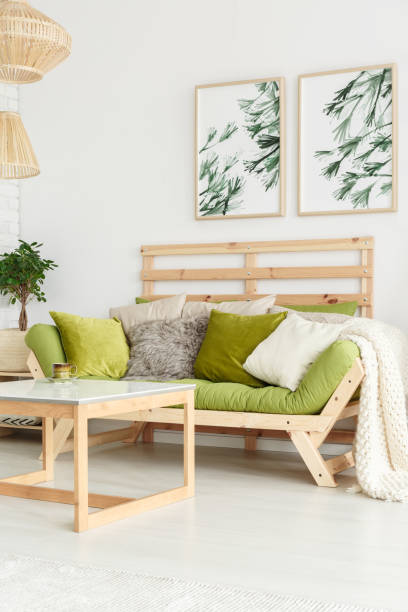 istock Side angle of green sofa 915703970