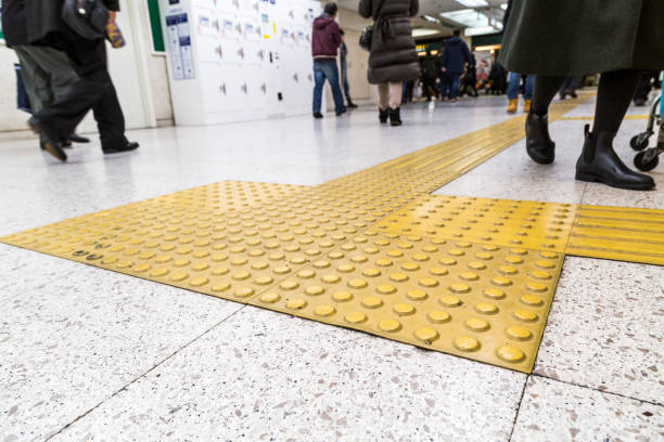 istock Indoor tactile paving foot path for blind and vision handicap 915705230