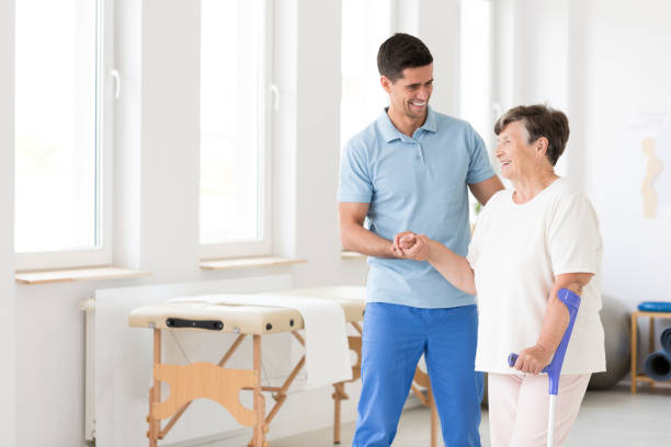 istock Disabled senior woman during rehabilitation 915722926