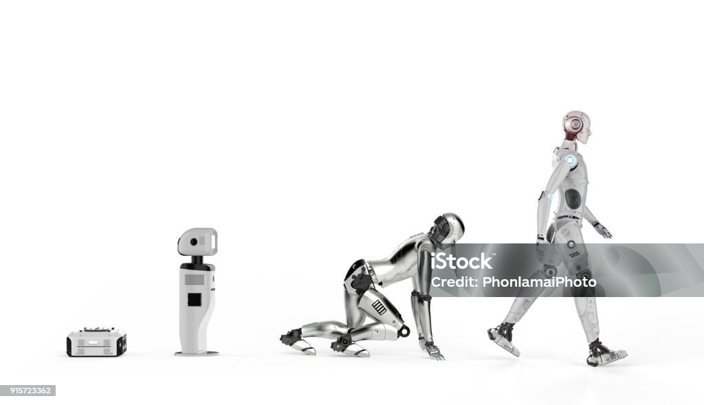 evoluzione robot o evoluzione tecnologica - Foto stock royalty-free di Evoluzione