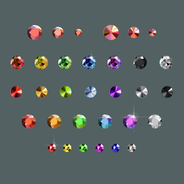 rhinestones set Set of isolated multi-colored rhinestones, precious stones red sapphire stock illustrations