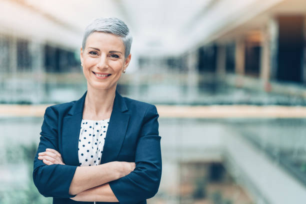 Smiling middle aged businesswoman