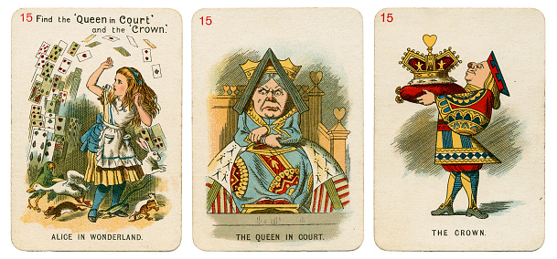 1898 Alice In Wonderland playing cards. This is Set 15 from a deck of 19th century playing cards \