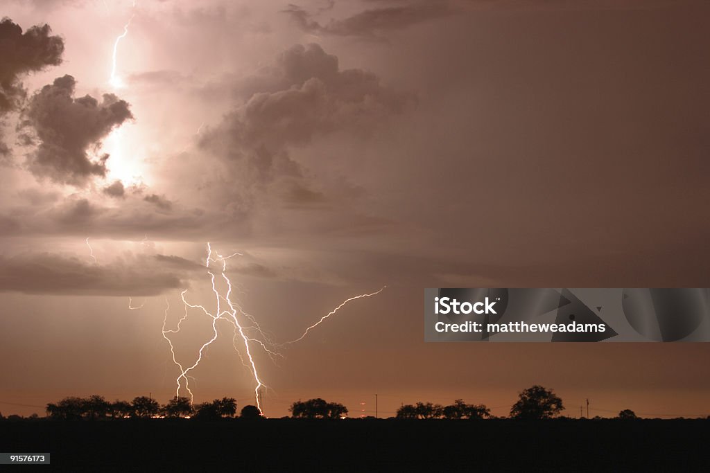 Lightning 폭풍 over Sacramento, CA - 로열티 프리 0명 스톡 사진