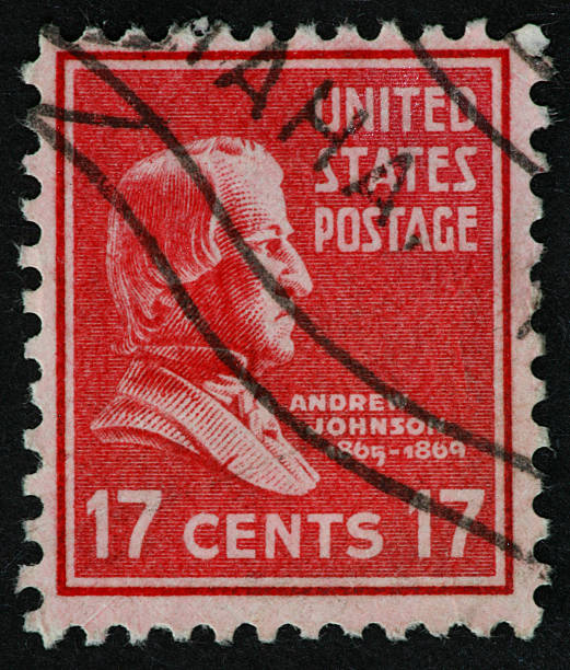 andrew johnson timbre - president postage stamp profile usa photos et images de collection