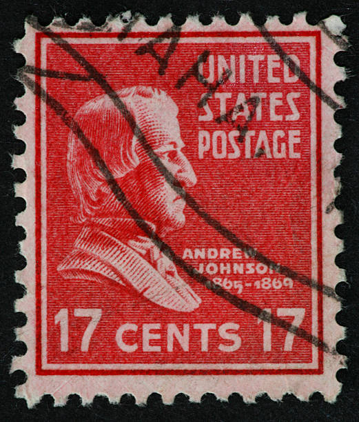 andrew johnson carimbo - president postage stamp profile usa imagens e fotografias de stock