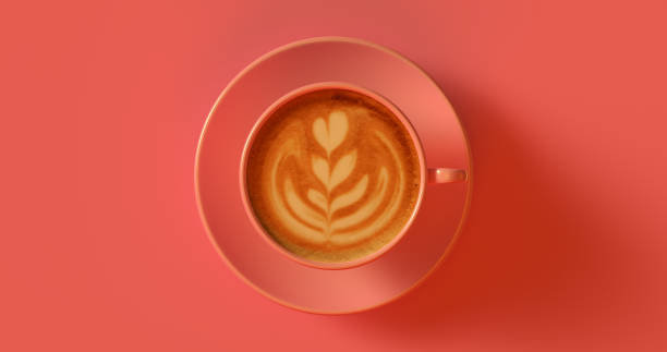 istock Pink Peach Coffee Cup Cappuccino 915787958