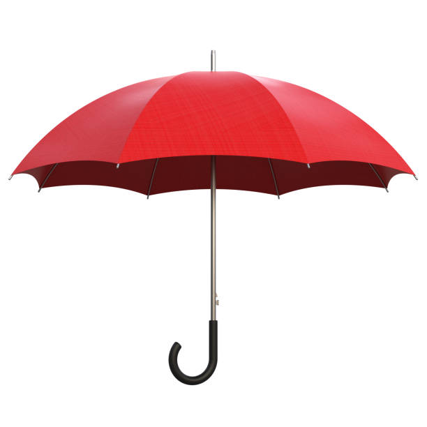 Umbrella Red umbrella isolated on white background 3D rendering umbrella stock pictures, royalty-free photos & images