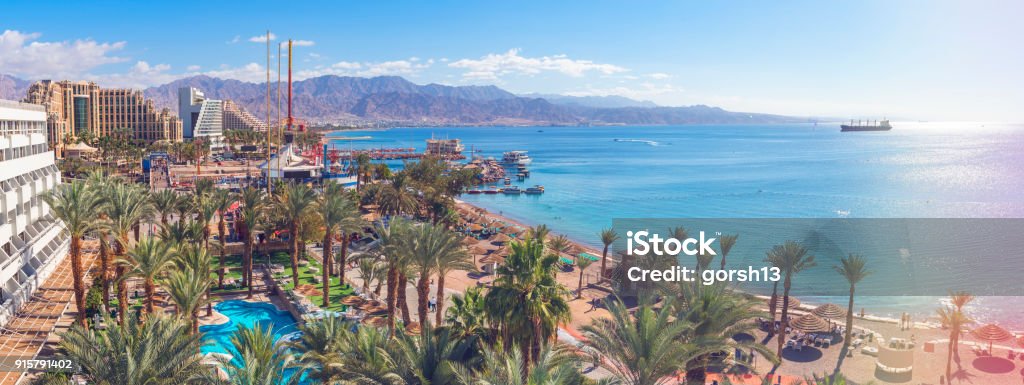 Zentralen öffentlichen Strand und Yachthafen in Eilat - Lizenzfrei Aqaba Stock-Foto