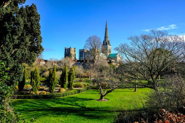 Bishops Garden in Winter Chichester Cathedral and gardens chichester stock pictures, royalty-free photos & images