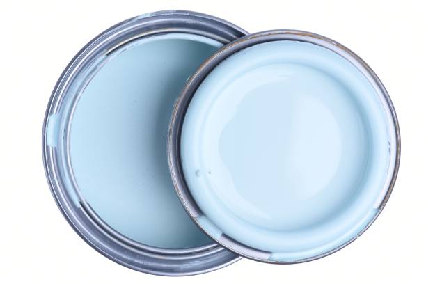 istock Can of Mint Paint Top View 915799588