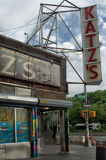 Katz Delicatessen in Lower East Side, Manhattan, New York City, United States is a famous restaurant and delicatessen.