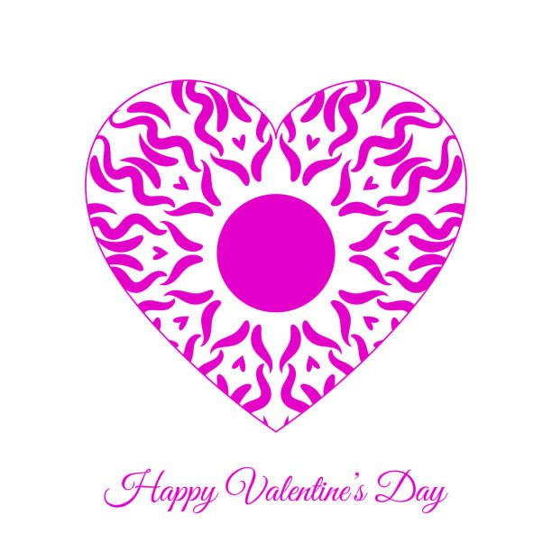 Vector Fretwork rose coeur Floral. Happy Valentines Day Holiday - Illustration vectorielle