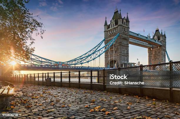 The Tower Bridge In London During A Golden Sunrise Stock Photo - Download Image Now - London - England, History, Famous Place