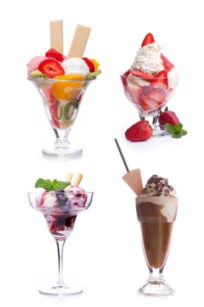 istock 4 different ice cream sundaes isolated on white background 915807378