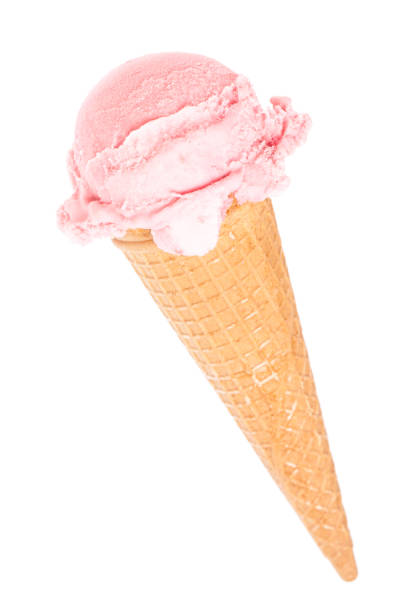 istock strawberry ice cream in a waffle diagonal on white background 915807606