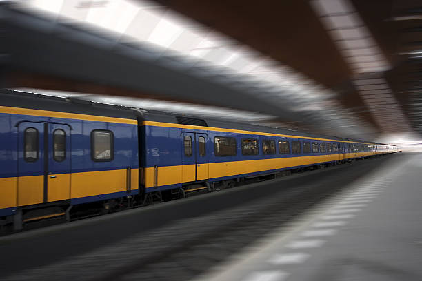 istock Fast train running through Bijlmer station in Holland 91580784