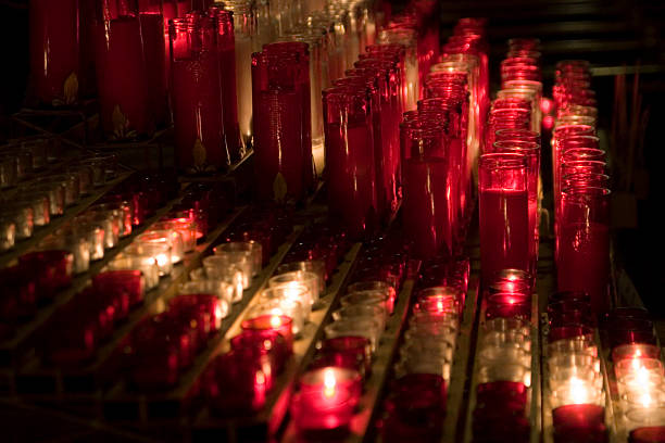 istock Red and white votive candles 91580826