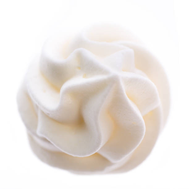 whipped cream from above isolated on white background - whipped cream imagens e fotografias de stock