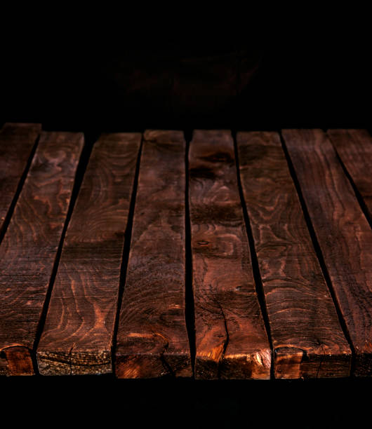 Dark wood table, old brown wooden background